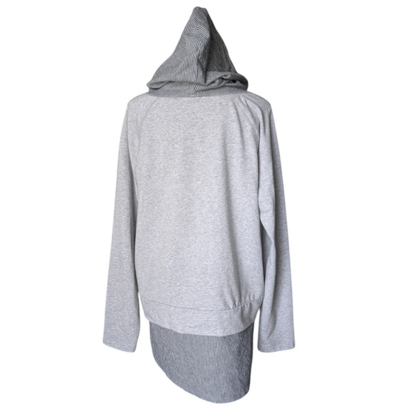 Sundance Catalog Gray Layered Pullover Hoodie Sweatshirt Tunic Size XL Striped - Picture 6 of 9